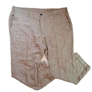 100% Linen Turtleson Beige Pants Casual Lightweight Breathable Golf 44 Waist